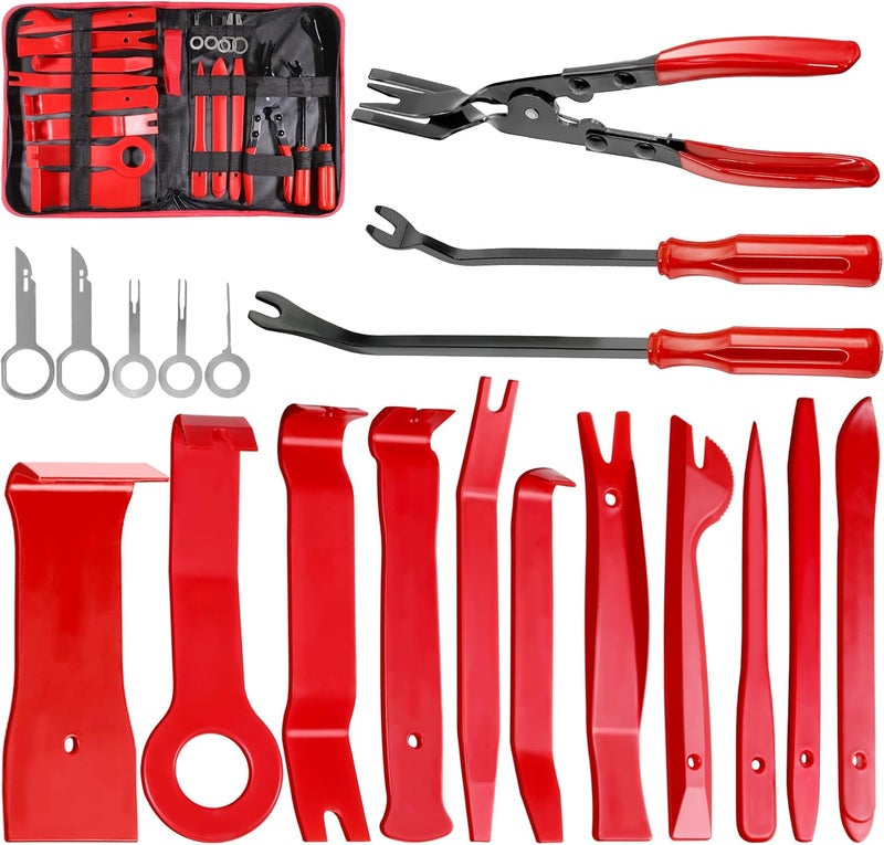 Doaho 19Pcs Car Trim Removal Tool,Auto Clip Pliers Fastener Remover Set,Pry Tool Repair Kit,Fastener Clips Removal Car Tool for Panel,Audio, Dash, Window,Clip and Upholstery with Storage Bag - Image 1